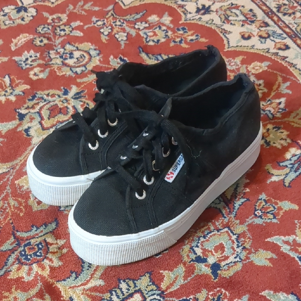 Superga Black Platform Sneakers size 36 or US 6